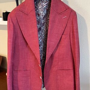 Raspberry Red Blazer / 40s / Wool & Linen